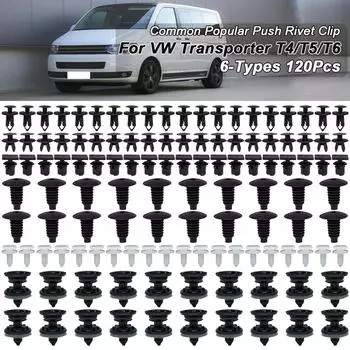 120X заклепки для бампера, обшивка двери автомобиля, зажимы для панели багажника, брызговики, крепежный комплект для VW Transporter T4 T5 T6 чёрный