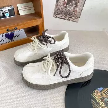 1218 mango head white shoes women s flat baseplate shoes casual women s shoes 2024 new niche ins trendy German training shoes 35