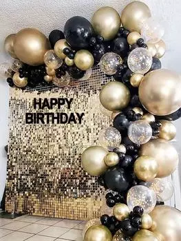 121 шт., черный и золотой воздушный шар, гирлянда, арочный комплект, металлические золотые воздушные шары с конфетти для свадьбы, дня рождения, выпускного, декор для детского душа