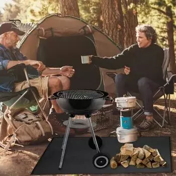 122/152/182x100 см коврик для гриля барбекю, огнестойкий, термостойкий, противоскользящий, для защиты пола на террасе, патио, на открытом воздухе, для газона, камина S