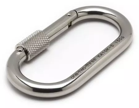 123 Два карабина из нержавеющей стали O-типа с кольцом (Один Три) КА10К-С серебряный