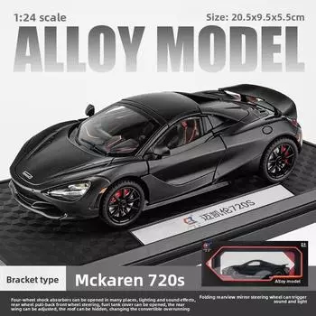 124 Модель автомобиля из сплава Mclaren 720s Игрушка с инерционным управлением для коллекционера для показа Black