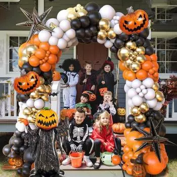 124 шт. комплект арок из воздушных шаров на Хэллоуин, маленькая гирлянда из воздушных шаров в виде тыквы, комплект для