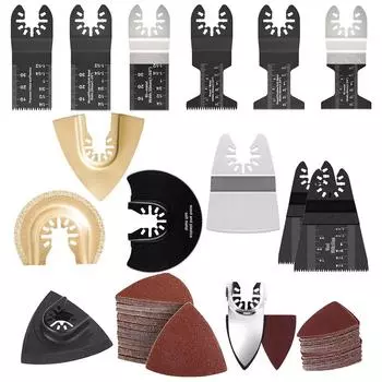 124 шт. лезвий для многофункциональных инструментов, быстросъемные осциллирующие пильные полотна, высокоточные быстрорежущие лезвия для многофункциональных инструментов по дереву и металлу 124pcs&Multipurpose Cutting