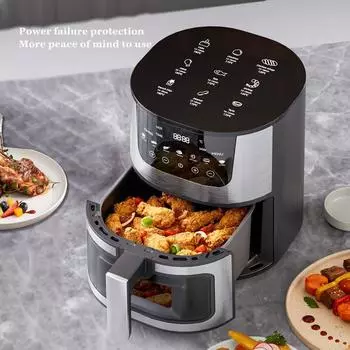 1250 Вт воздушная фритюрница без масла, светодиодная сенсорная панель, воздушная фритюрница, тостер, комбинированная печь с предустановленными функциями: жарка, выпечка, гриль и воздушная жарка us чёрный
