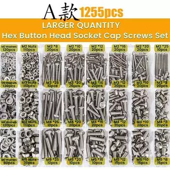 1255Pcs/660pcs/520pcs/1290pcs/pan Head Hexagon Screw and Nut Set Combination