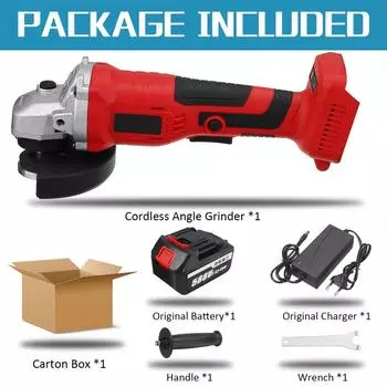 125 мм 588 В Бесщеточная электрическая угловая шлифмашина с 1/2 шт. батареей 22980 мАч Перезаряжаемый аккумуляторный шлифовальный инструмент для 18 В батареи 1xbatterycartonbox