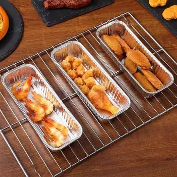 125 шт. одноразовых алюминиевых фольгированных противней, жестяных кастрюль, прямоугольных пищевых контейнеров для духовки, выпечки, жарки, гриля, кухонных принадлежностей 125pcs