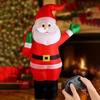 125 см Рождественский надувной Санта-Клаус с подарочным пакетом, светодиодные фонари, пульт дистанционного управления, музыка, Санта-Клаус, быстро надуваемый, водонепроницаемый, рождественские украшения для двора красный