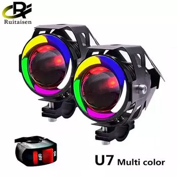 125 Вт мотоциклетные ангельские глазки 5 дюймов U7 RGB светодиодные фары DRL точечные фары 1 piece