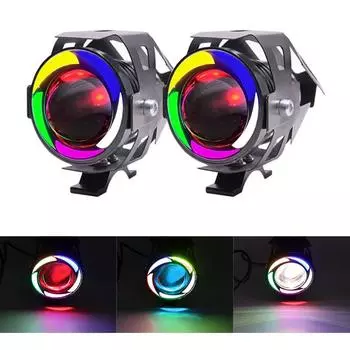 125 Вт мотоциклетные ангельские глазки 5 дюймов U7 RGB светодиодные фары DRL точечные фары 1 piece