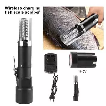 125W 7000RPM Electric Fish Scale Scraper Charging Adapter Seafood Knif Remover Cleaner Tool Fishing Clean Easy Fish Stripper чёрный