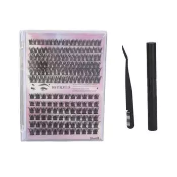 126 Clusters DIY Lash Extensions Kit D Curl Fluffy Individual Lash Extensions Kit with 3ml Lash