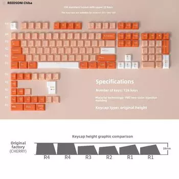 126-клавишные двухцветные колпачки PBT для механических клавиатур Original height-PBT-two colors