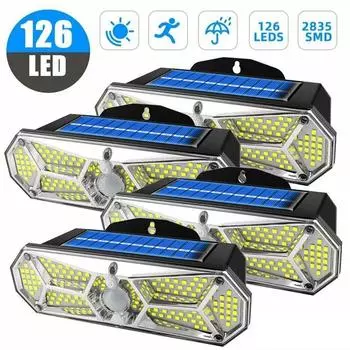 126 светильников, солнечное настенное освещение, светодиоды, солнечный свет, уличный умный датчик движения, настенный светильник, солнечный свет для сада, уличного украшения 1 PCS