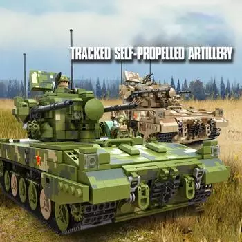 1270 шт., военный армейский гусеничный самоходный артиллерийский танк, строительные блоки, модель кирпича, подарки на день рождения для мальчиков и детей 688006 No Box