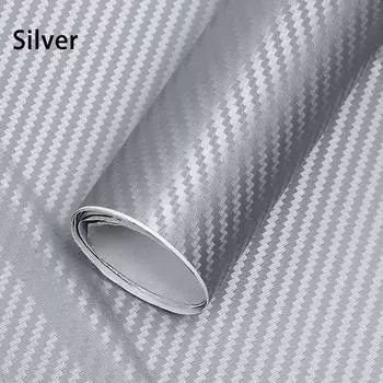 127X30Cm 3D виниловая пленка для обертывания автомобиля из углеродного волокна, наклейка серебряный