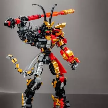 1288 шт. Творческая серия мех шестиухий макак обезьяна обезьяна строительный блок игрушка подарок для детей без коробки