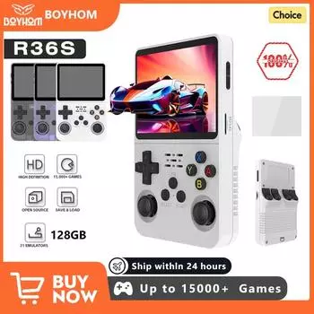 128 ГБ R36S ретро портативная игровая консоль открытая система 3,5-дюймовый IPS экран портативный карманный видеоплеер 64 ГБ игровой мальчик подарок 64G оранжевый