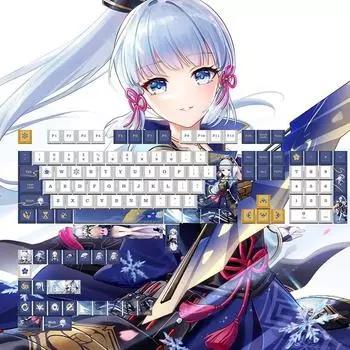 128 клавиш Kamisato Ayaka, колпачки для ключей Cherry Height, аксессуары для клавиатуры, реквизит для косплея, аниме, колпачки для ключей, подарки для фанатов белый