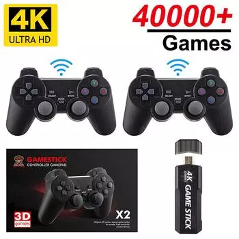 128G 40000 игр Ретро игровая консоль 4K HD игровая консоль 2,4G двойной беспроводной контроллер игровая приставка для PSP PS1 GBA 32G With box