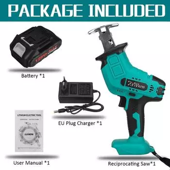 128VF 3000 об./мин. Беспроводная электрическая сабельная пила с литий-ионным аккумулятором, сабельная пила с переменной скоростью, резак по металлу, дереву, электроинструмент 1*Battery