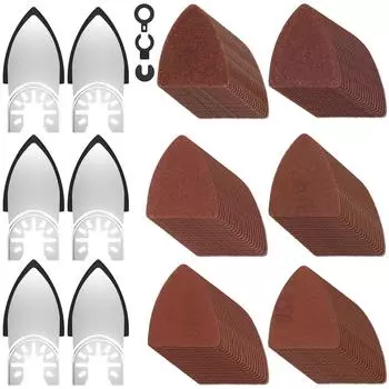 129Pcs New Oscillating Tool Multipurpose Sanding Pads Kit Universal Finger Sanding Pad 60-320 Grit Triangle Finger Sandpaper Set хаки