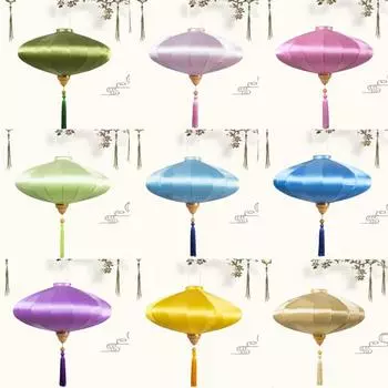 12/14 дюймов Древний Стиль Шелковая Ткань Вьетнам Дворцовый Фонарь Водонепроницаемый Китайский Ретро Середина Осени Свадебный Фестиваль Декор Фонари 12INCH