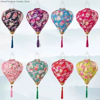 12/14 дюймов Классический Дворцовый Фонарь Вьетнам Середина Осени Шелковый Тканевый Фонарь Новый Год Китайский Весенний Фестиваль Вечеринка Подвесной Декор 12INCH