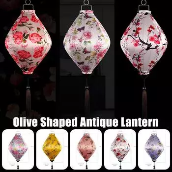 12/14 дюймов Вьетнамский фонарь середины осени Восточные дворцовые фонарики Праздничный декор для вечеринки Ретро китайский цветочный узор Шелковый фонарь 12INCH