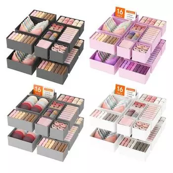 12/16/24 шт. ящик для хранения нижнего белья и носков, органайзер для хранения, большая вместимость, складная конструкция, разделитель для ящиков гардероба, органайзер для хранения 12pcs белый