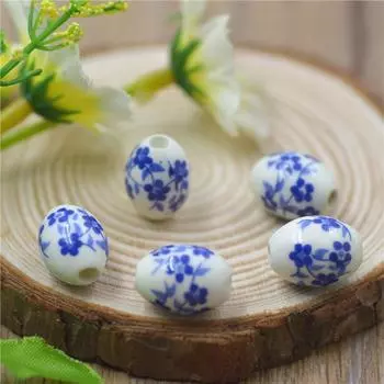 12 * 16 мм Свободные бусины Керамические овальные бусины Керамические бусины Цзиндэчжэнь Материал для аксессуаров для китайского узла DIY ceramic long bead small