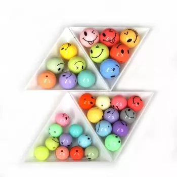 12-18 мм акриловые круглые шариковые бусины со смайликом для изготовления ювелирных изделий DIY аксессуары 12mm 50pcs