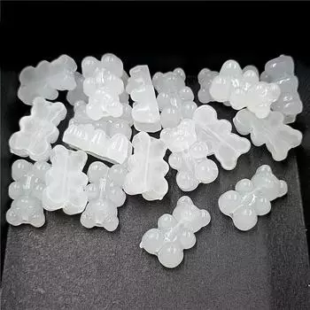 12*19 мм 10 шт., модные светящиеся вертикальные отверстия, аксессуары ручной работы для браслета «сделай сам», ожерелье ярких цветов, желейные бусины в виде медведя, материал, аксессуары ручной работы 10Pcs 12*19mm белый