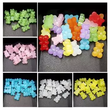 12*19 мм 10 шт., модные светящиеся вертикальные отверстия, аксессуары ручной работы для браслета «сделай сам», ожерелье ярких цветов, желейные бусины в виде медведя, материал, аксессуары ручной работы 10Pcs 12*19mm белый