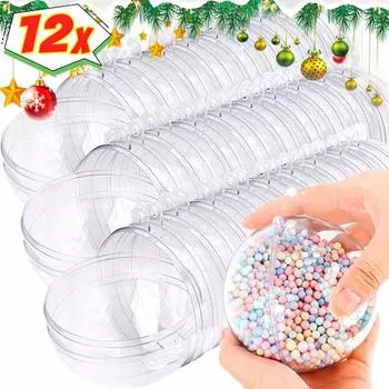 12/1 шт. Рождественские полые шарики пластиковые прозрачные самодельные шарики наполняемые безделушки для рождественской елки подвесные украшения для дома и вечеринки подарки 1PC