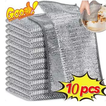 12/1 шт. Волшебная салфетка для уборки, утолщенная двухсторонняя металлическая проволочная тряпка для мытья посуды, кухонные полотенца для мытья посуды, чистящие инструменты