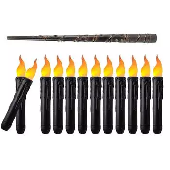12/20Pcs Black Flameless Taper Candles Flickering Flickering Flame Short Candles 12PCS