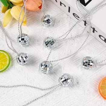 12/20 шт. зеркальные ожерелья в виде диско-шара, серебряные ожерелья в стиле диско 70-х годов, ожерелья для костюмов и аксессуаров для танцевальных вечеринок 12pcs