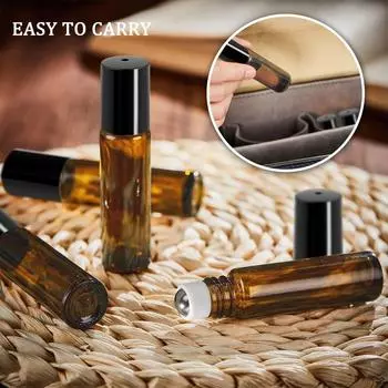 12/24/30/40/60 шт. 5 мл/10 мл флаконы с шариками в рулонах, стальной шарик, эфирное масло, мини-парфюмерия, портативные стеклянные разделенные дорожные флаконы 12pcs-Brown*5ml