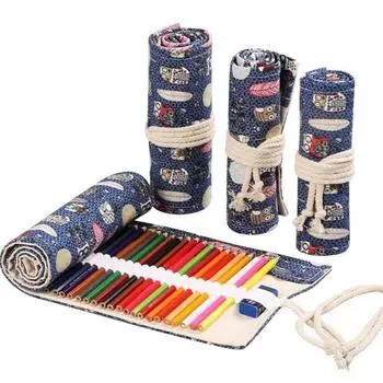 12/24/36/48/72 отверстия свернутый пенал складной большой емкости для хранения ручек холст пенал чехол для хранения карандашей для эскизов S