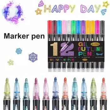 12/24/36 шт., мерцающий контурный маркер, сделай сам, подарочная бирка, поздравительная открытка, художественные проекты, детский рисунок, живопись, каракули, металлическая двойная линия, блестящая жидкость 12 colours