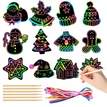 12/24/36 шт. Рождественская скретч-карта DIY Художественная роспись Граффити Украшение рождественской елки Рождественский детский подарок Фестиваль Домашний декор 12pcs