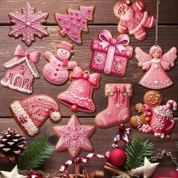 12/24/36 шт. Рождественские деревянные подвесные украшения для рождественской елки, подвеска в виде Санта-Клауса, снеговика, колокольчика, имбирного чулок