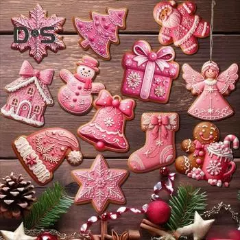 12/24/36 шт. Рождественские деревянные подвесные украшения для рождественской елки, подвеска в виде Санта-Клауса, снеговика, колокольчика, имбирного чулок A