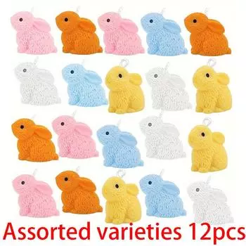 12/24/36 шт. случайных цветов, забавные маленькие животные, синтетическая смола, милый кролик, кулон, сделай сам, браслет, ожерелье, серьги, брелок Assorted varieties 12pcs
