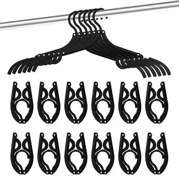 12/24 PCS Folding Clothes Drying Rack Multifunctional Magic Retractable Portable Clothes Hanger Travel Home Clothes Hanger 12 PCS чёрный