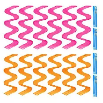 12/24 шт 25/45/65 см волнистые бигуди без нагрева с крючком для укладки многоразовые портативные женские длинные средние короткие локоны бигуди для волос инструменты для завивки 25cm 12pcs