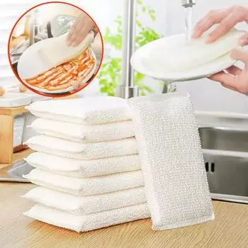 12/24 шт. двухсторонняя губка для мытья посуды, чистящая губка, не царапающая кухонную сковороду, кастрюлю, чистящая губка, щетки, тряпки