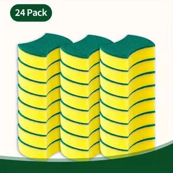 12/24 шт., многофункциональная чистящая губка, двусторонняя губка для чистки дома, прочная губка без царапин, чистящие средства, 12PCS